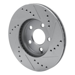 Chrysler Neon Brake Rotor (1) - Front Left - R1 Concepts - Drilled & Slotted - Silver - `00-`05
